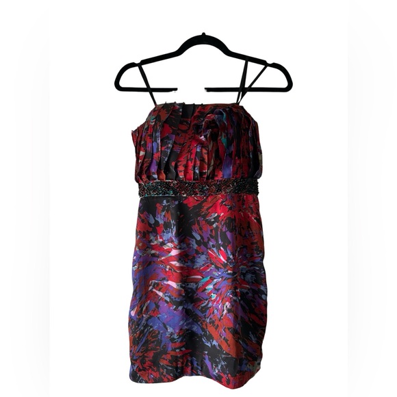 Women’s BCBGeneration Strapless Cocktail Red Black Beaded Waist Size 2 - Picture 11 of 16